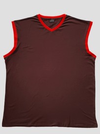 Tričko bez rukávu, tmavě hnědá - červená